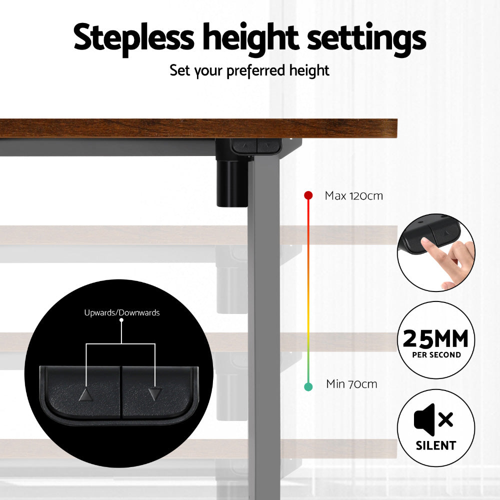 Nara Electric Sit Stand Desk – Brown / Wood – 120 cm