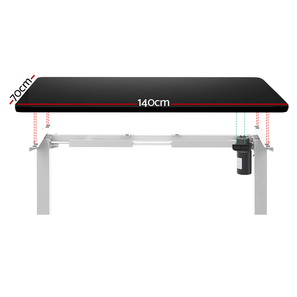 Keiran Electric Standing Desk – White & Black – 140 cm