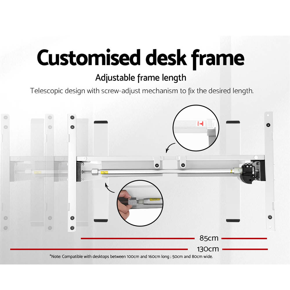 Keiran Electric Standing Desk – White & Black – 140 cm