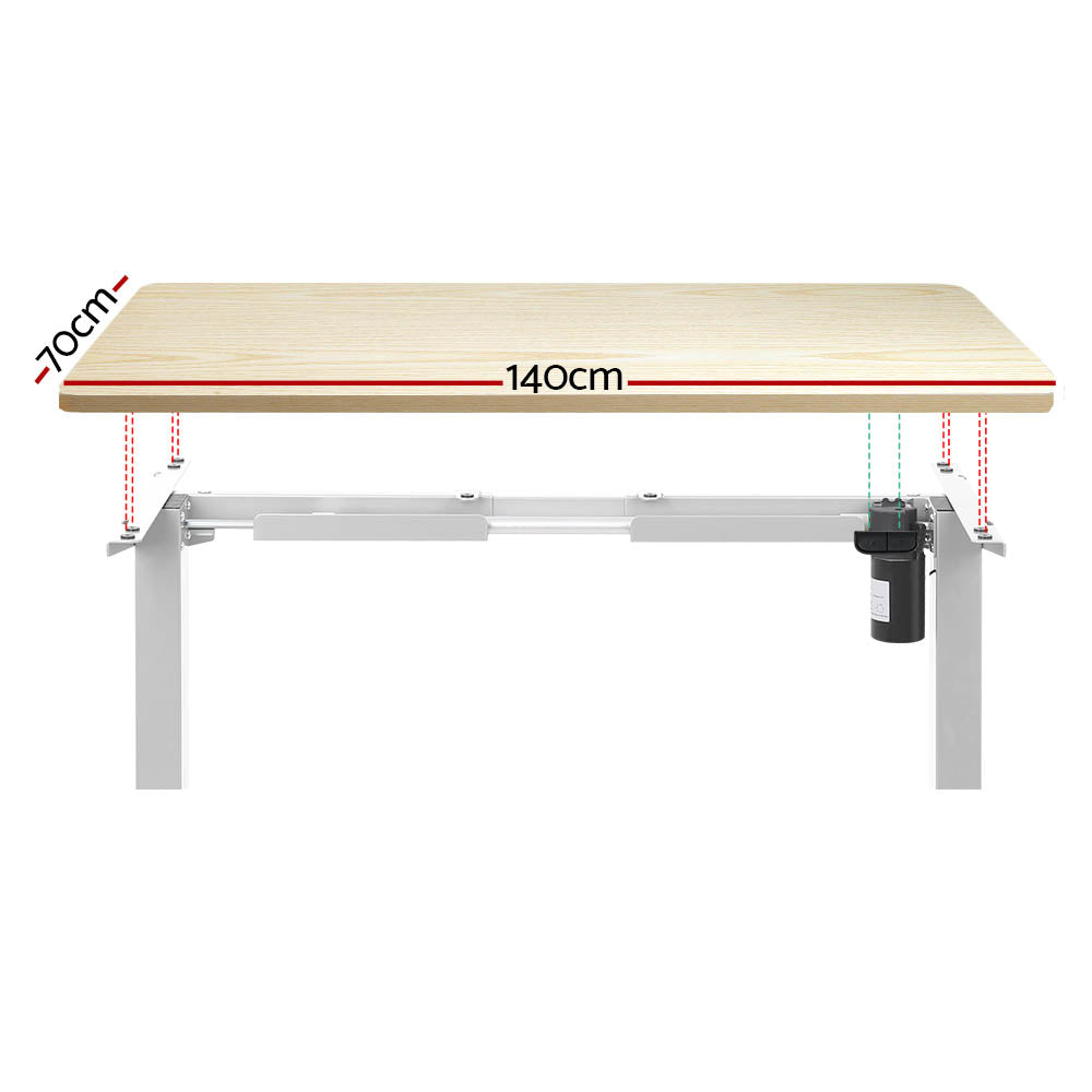 Keiran Electric Standing Desk – White & Oak – 140 cm