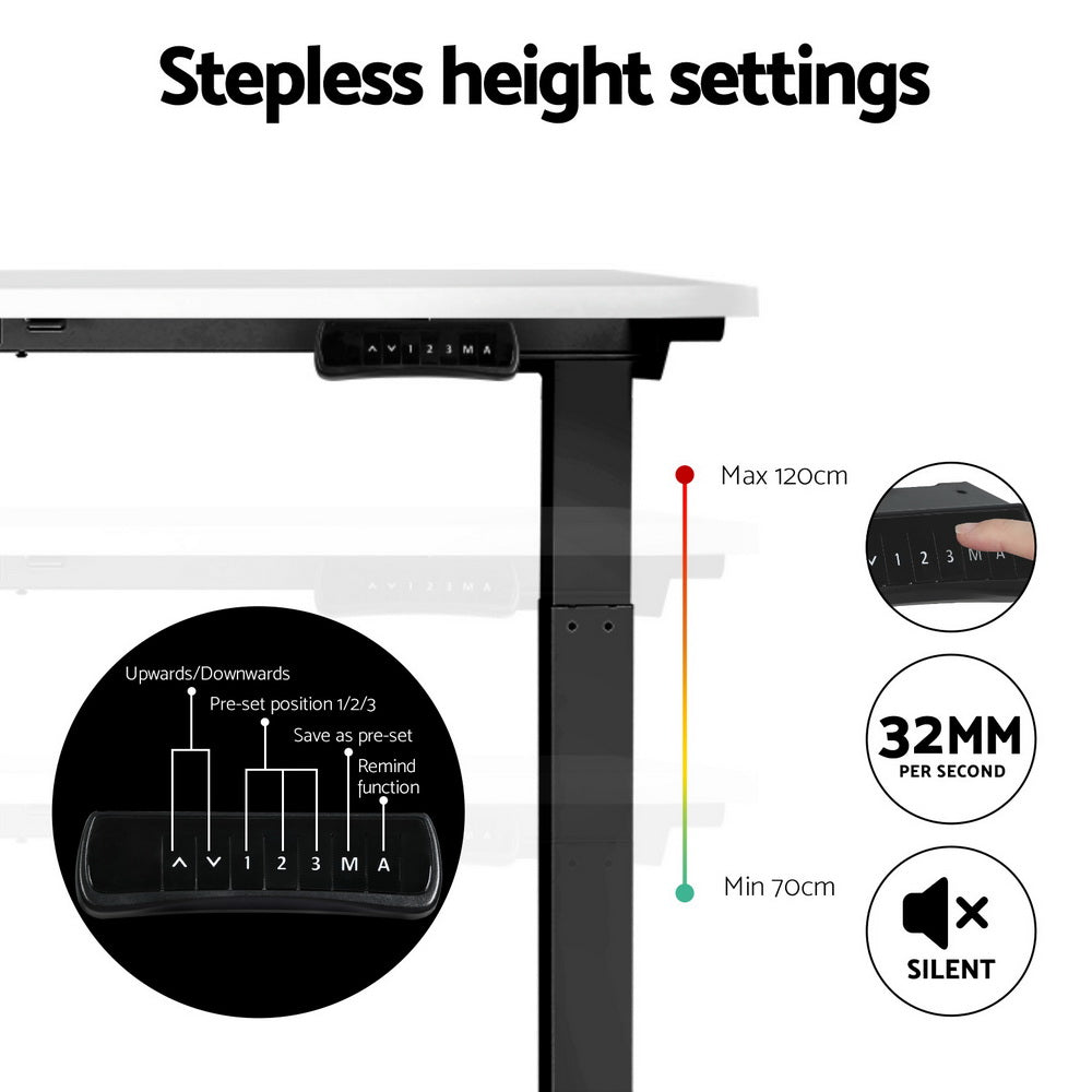 Fiora Electric Sit Stand Desk – White – 140 cm