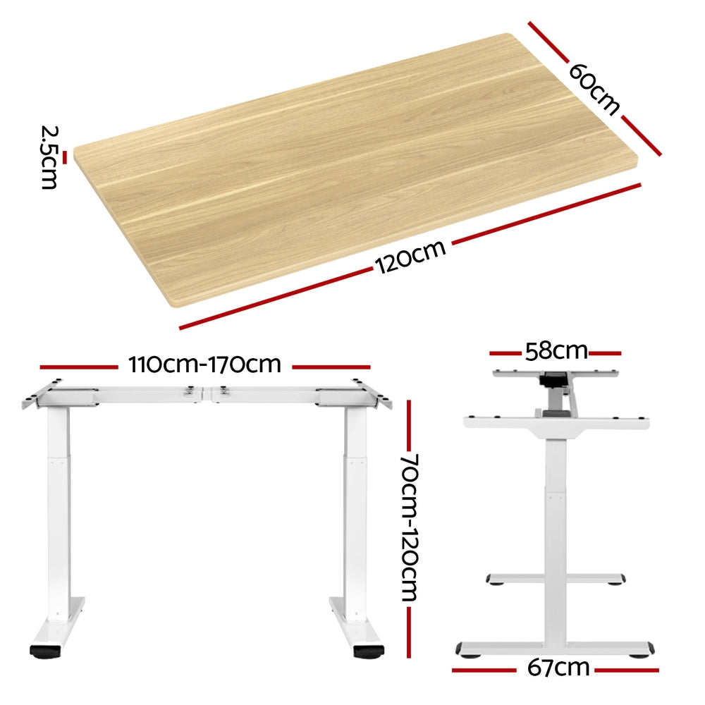 Hadron Electric Sit Stand Desk – White Oak – 120 cm