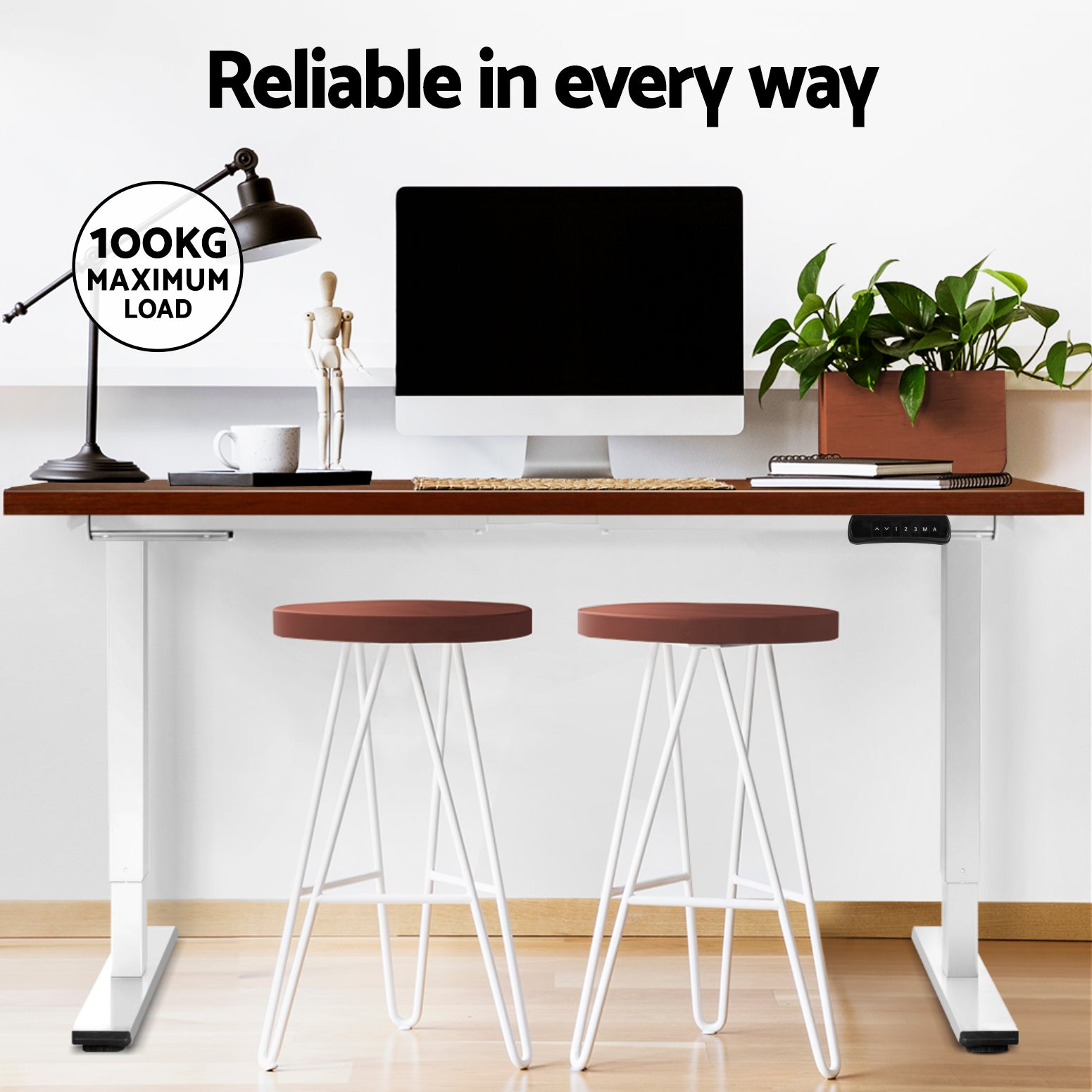 Marston Electric Sit Stand Desk – Brown – 140 cm