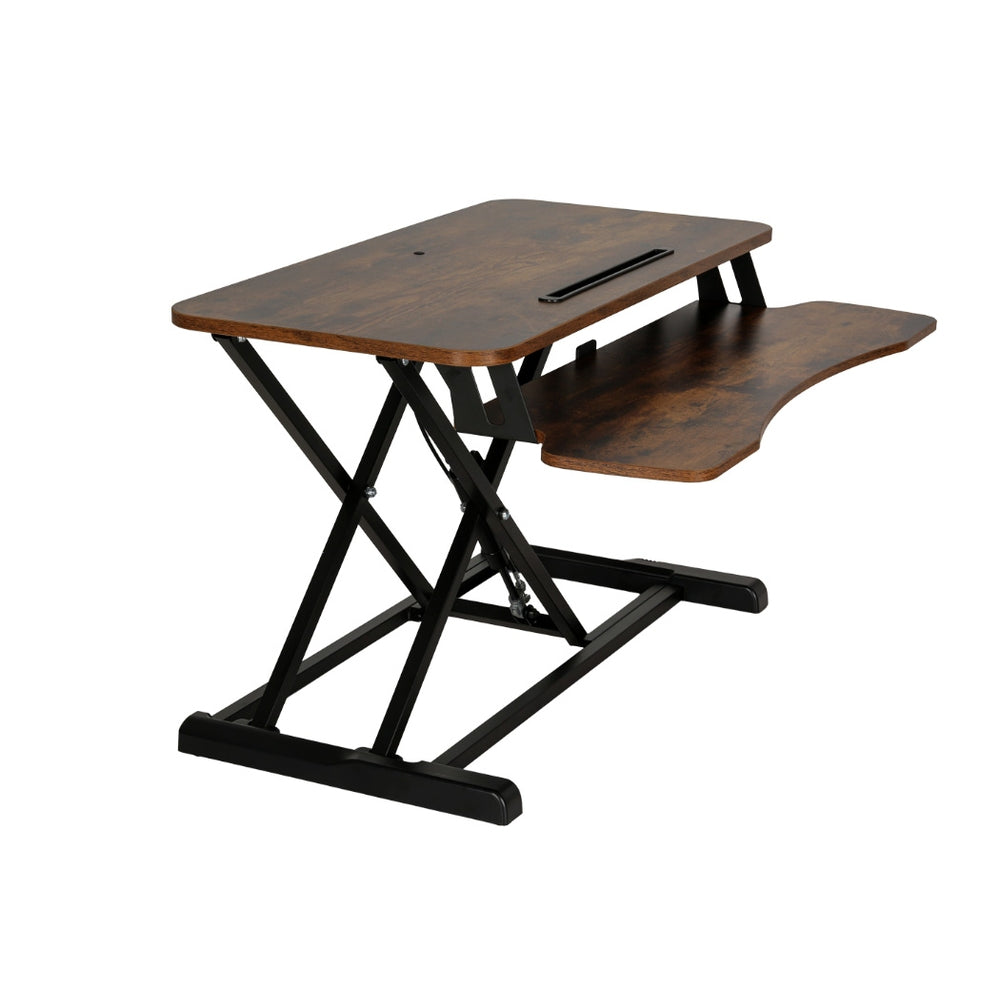 Marston Height Adjustable Desk Riser – Rustic Brown – 80 cm