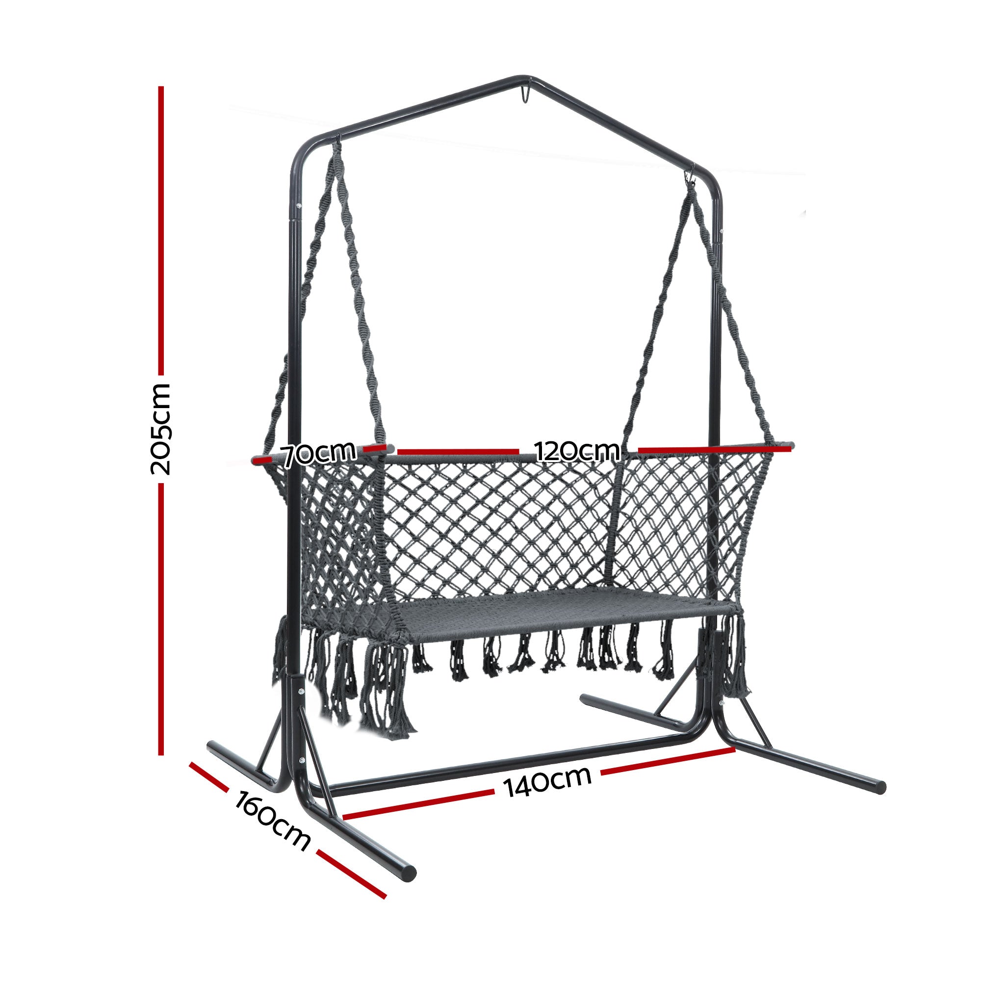 Serano Hammock Chair with Stand – Grey – 2 Seater