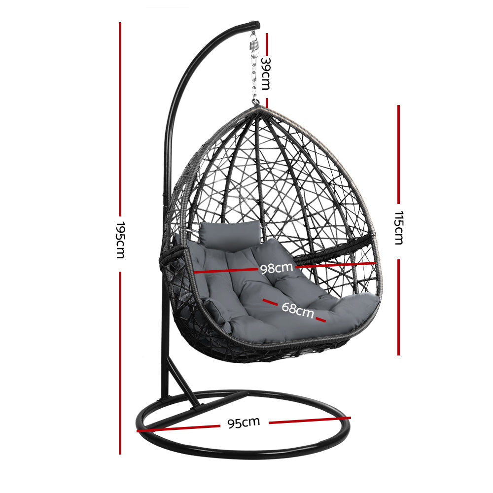Havana Wicker Egg Swing Chair – Grey – With Stand