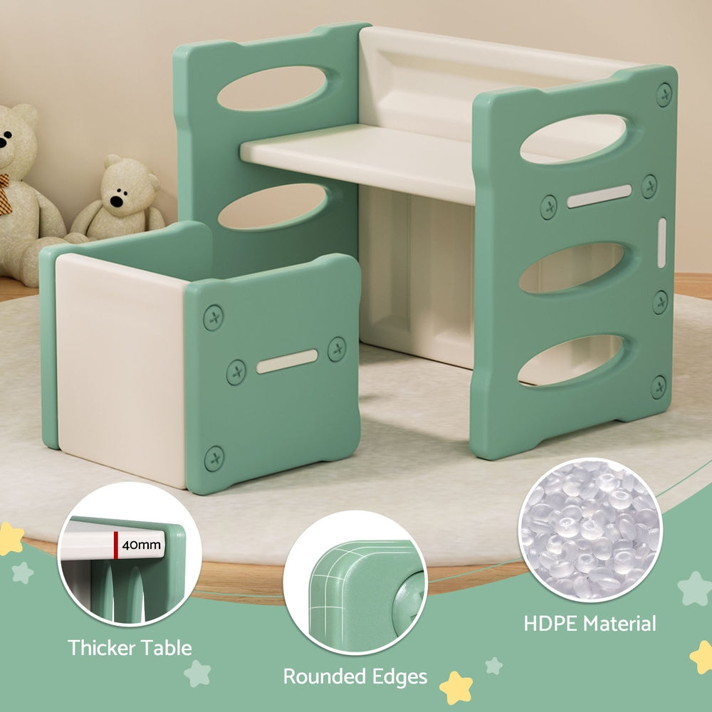 Cassian Kids Table & Chair Set – Green – Set of 3