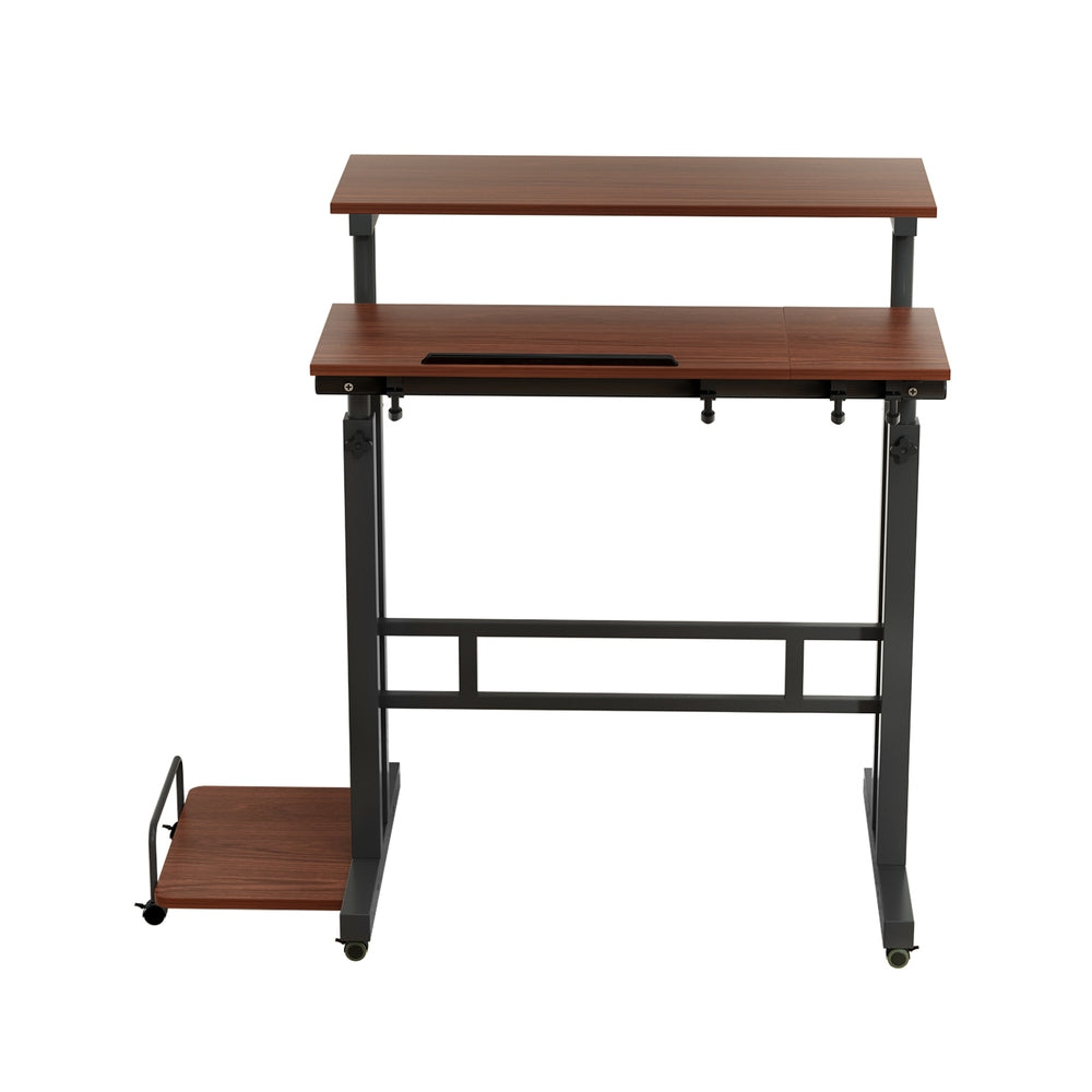 Harlow Mobile Twin Laptop Desk – Brown – 80 cm