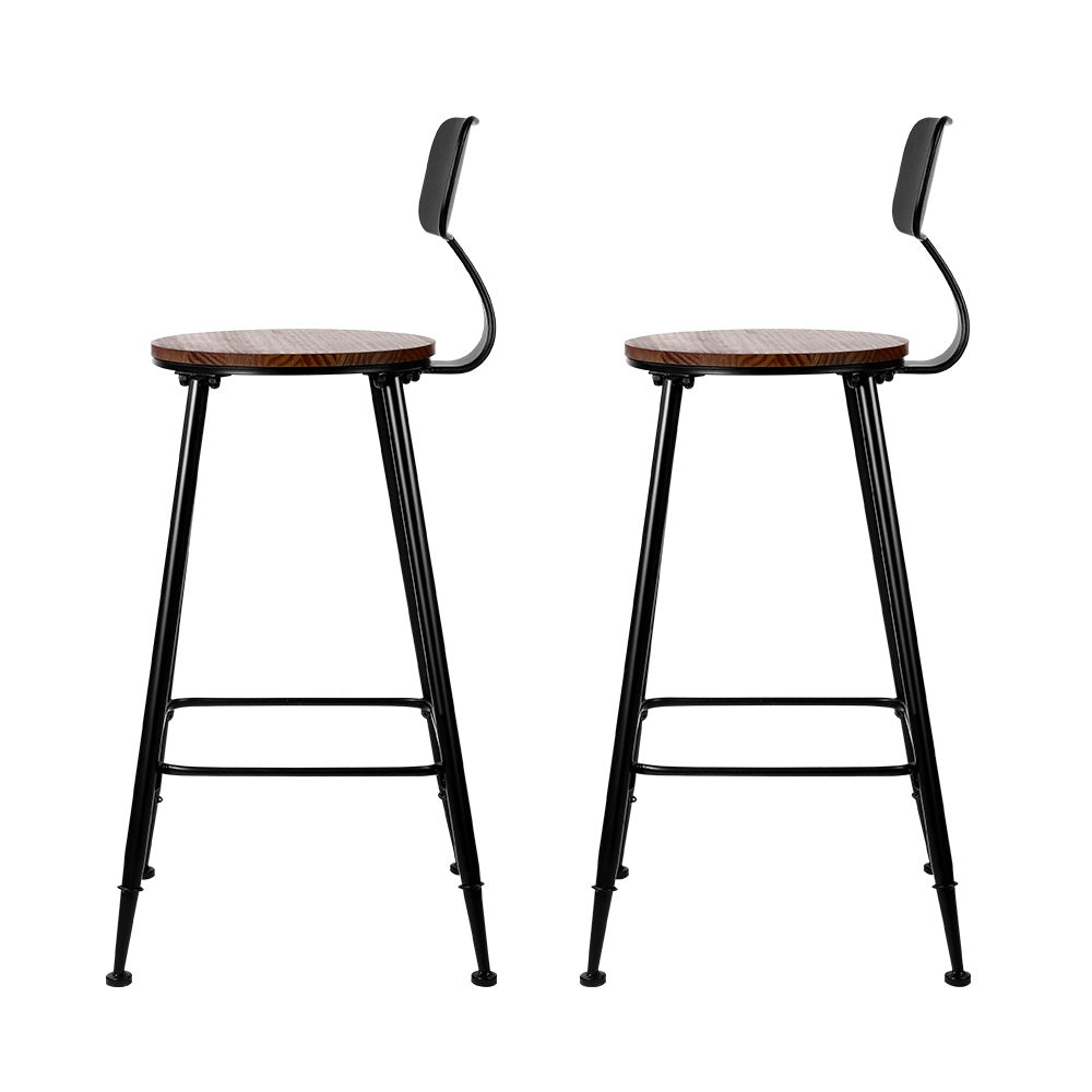 Alex Industrial Bar Stools – Dark Brown & Black – Set of 4