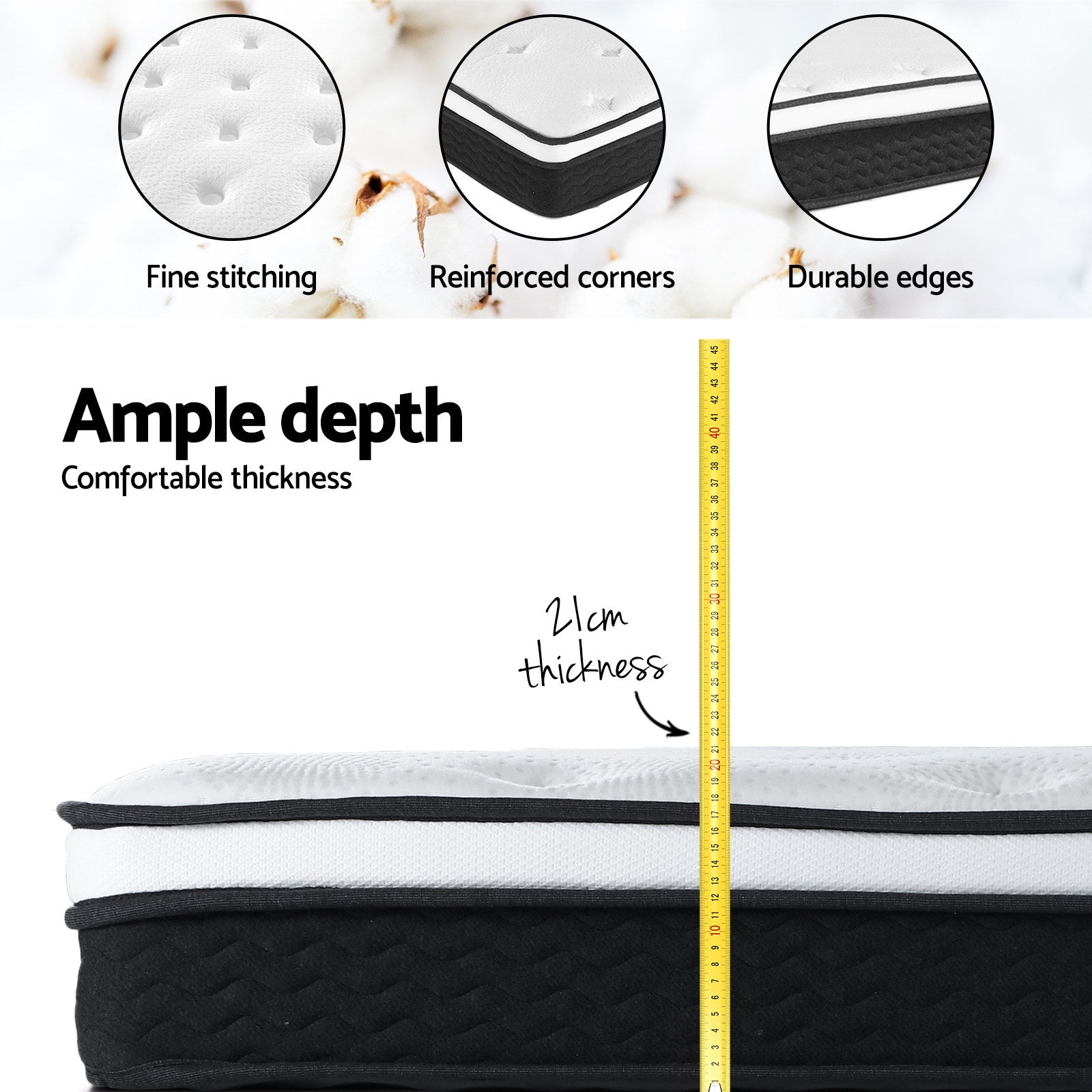 Halston Euro Top Mattress – White – Queen
