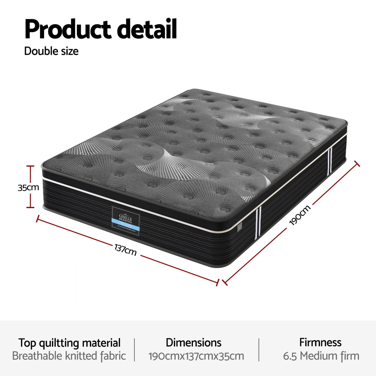 Nova Euro Top Mattress – Black – Double