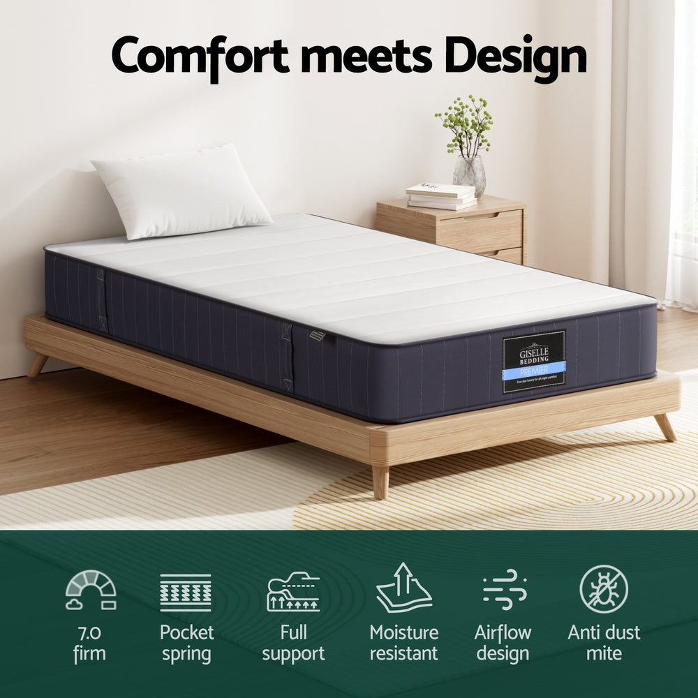 Fiora Pocket Spring Mattress – White – King Single