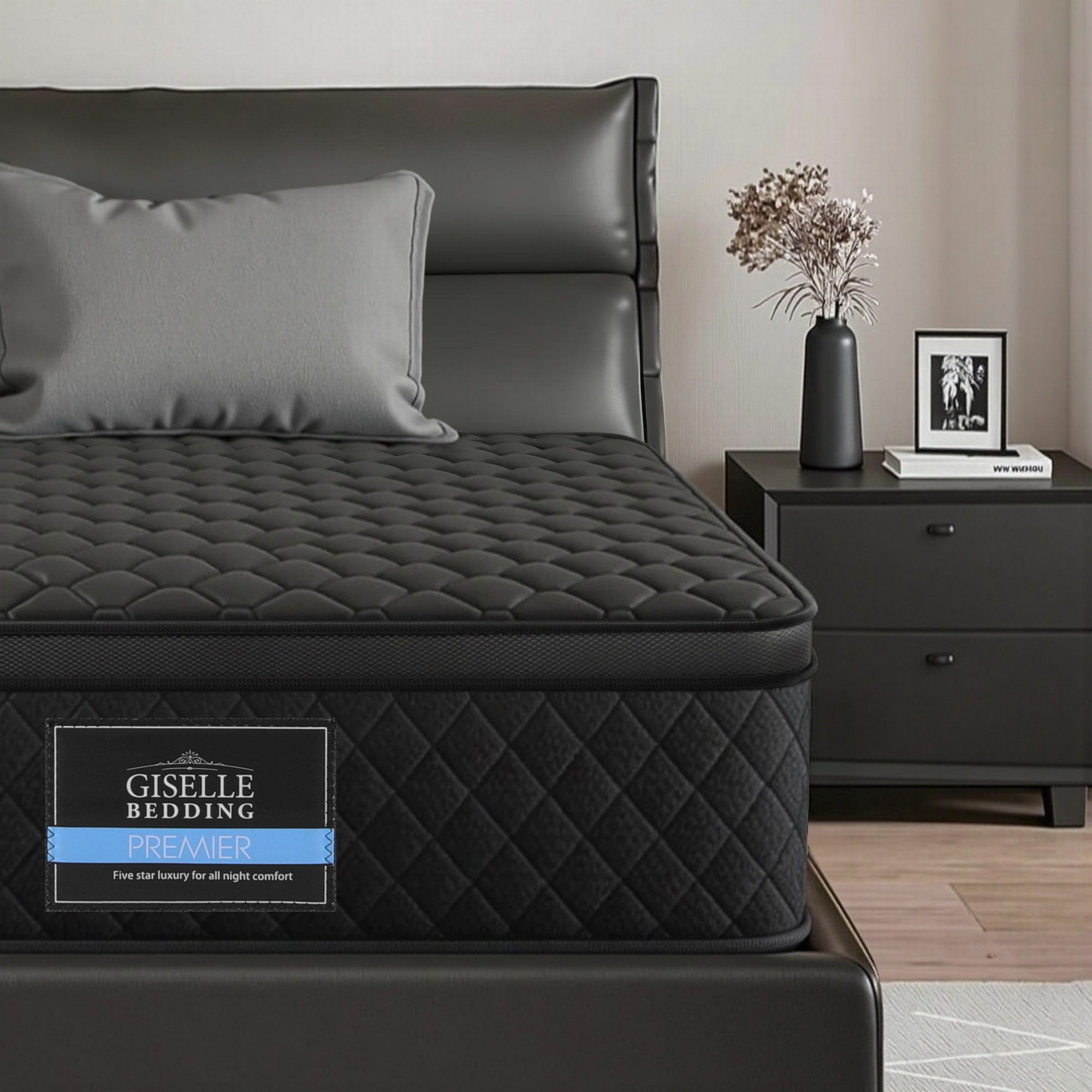 Linden Mattress 34cm Euro Top with 5 - Zone Pocket Spring Support Black – King Single