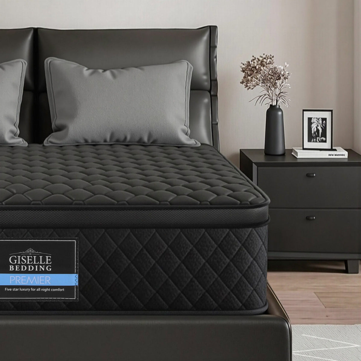 Cove Mattress 34cm Euro Top with 5 - Zone Pocket Spring Support Black – Queen