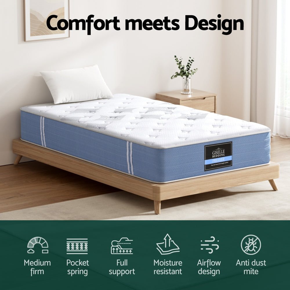 VelvetRest Euro Top Mattress – White – King Single