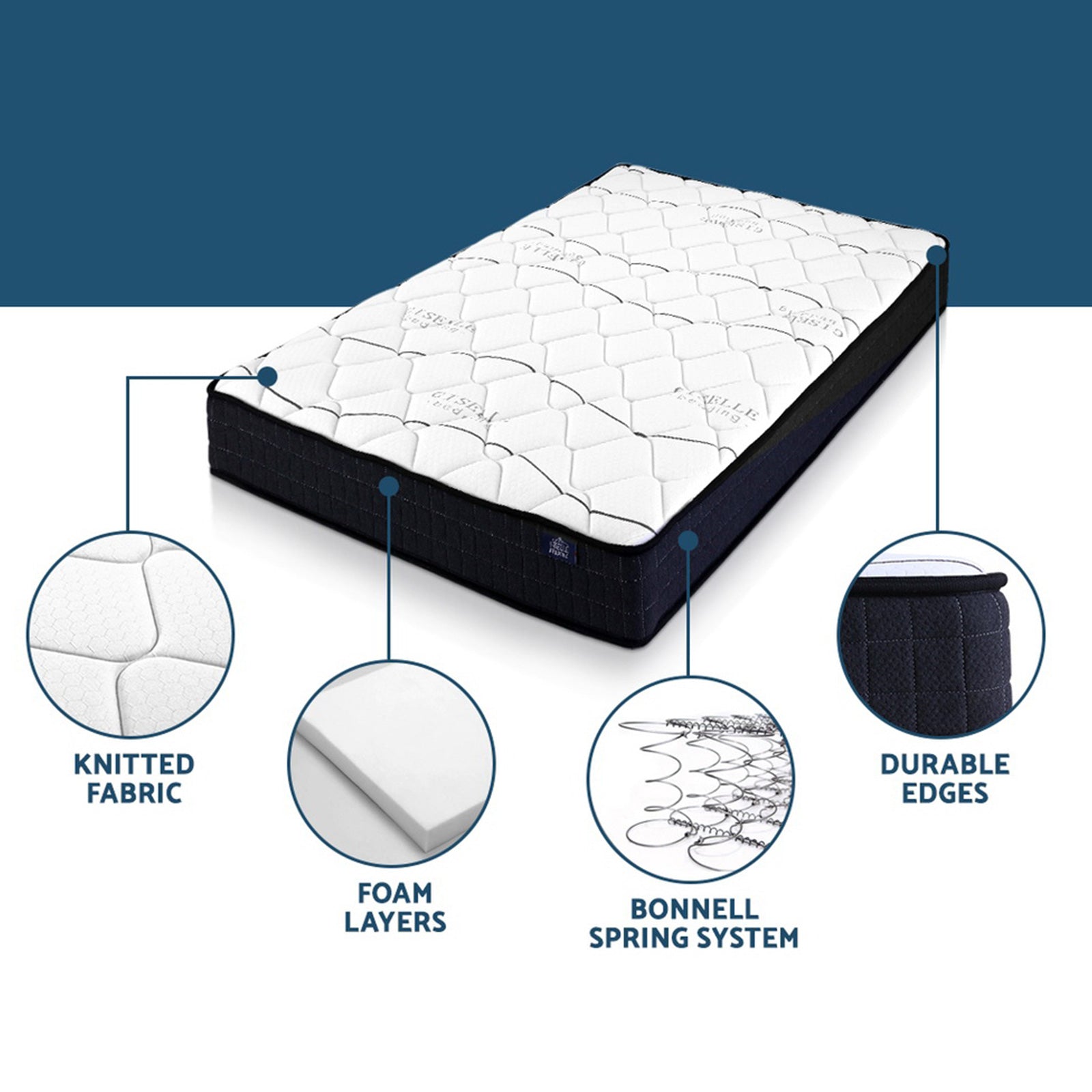 Clayton Quilt Top Bonnell Spring Mattress – White – King Single