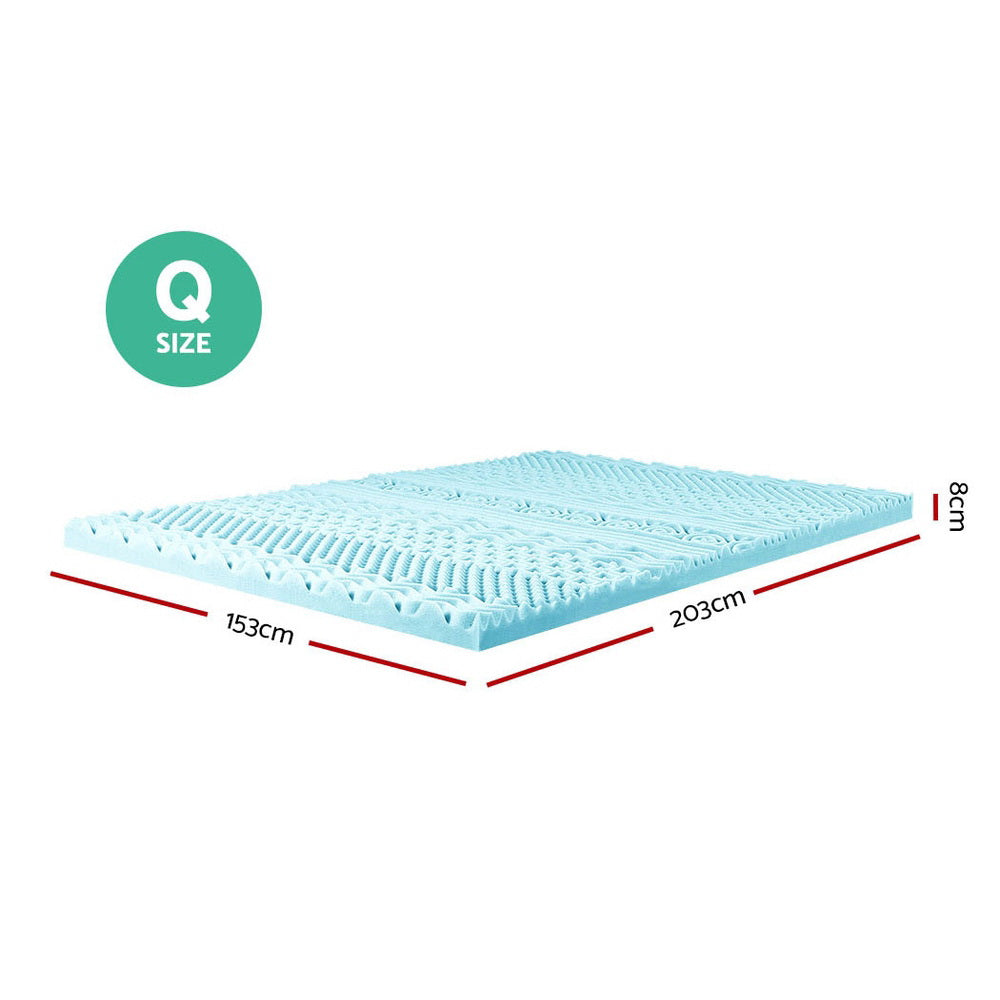CozyNest Gel Foam Mattress Topper – Blue – Queen
