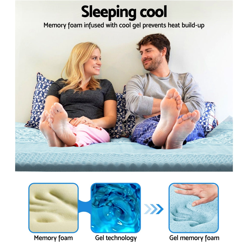 Fiora Gel Memory Foam Mattress Topper – White – King
