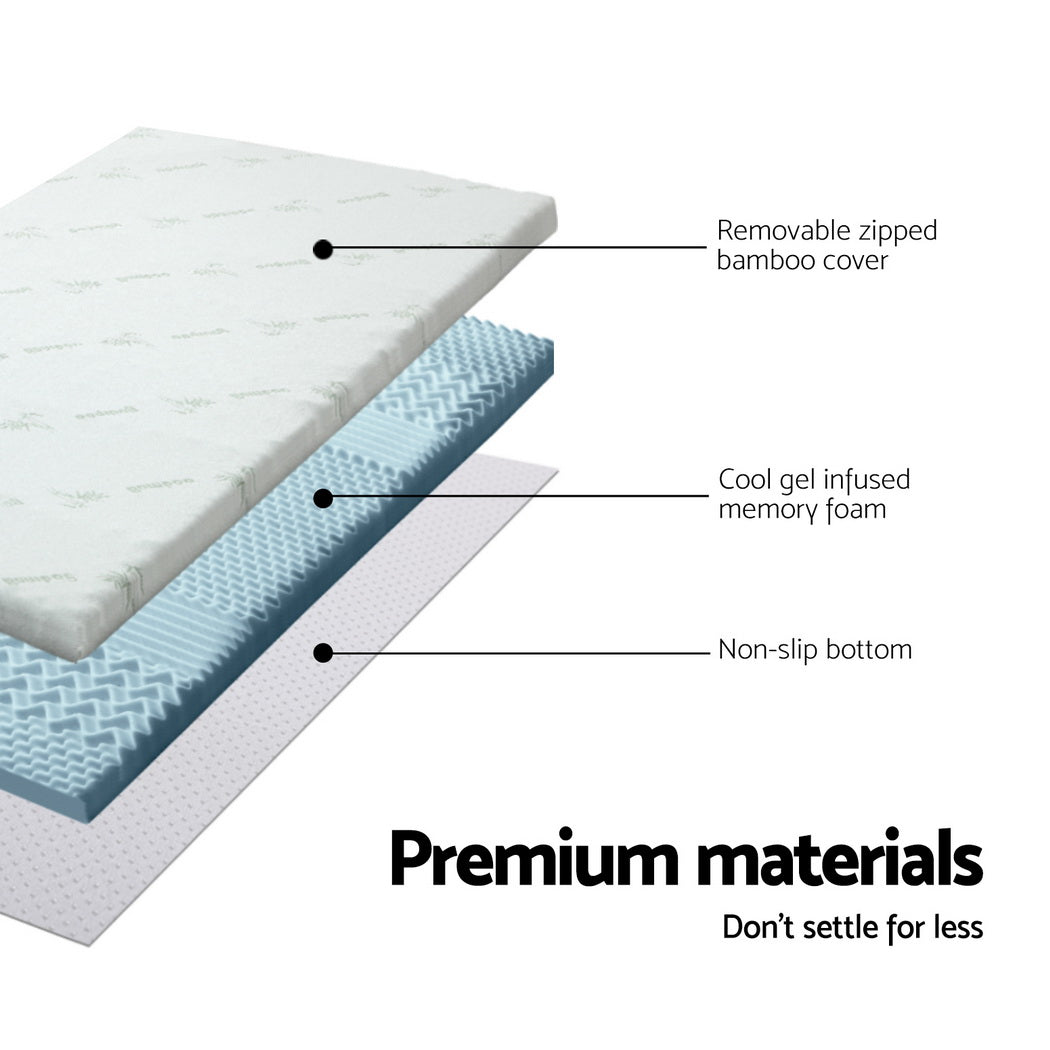 Serenity Memory Foam Mattress Topper – White – King Single