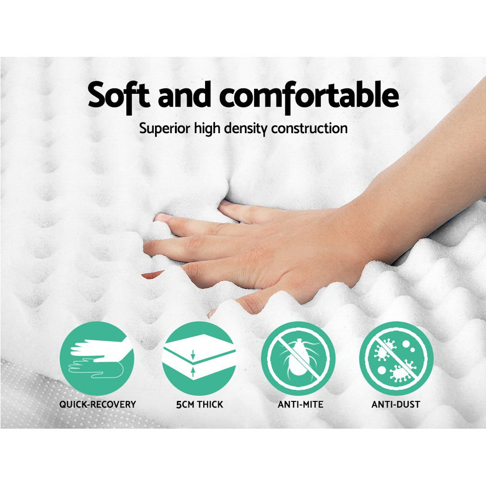 Nara Egg Crate Foam Mattress Topper – White – King