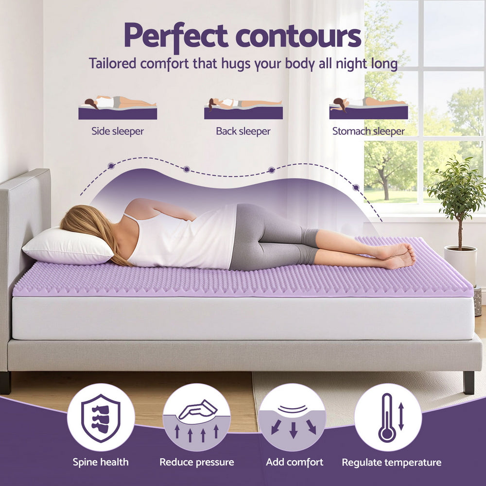 Serena Memory Foam Mattress Topper – Lavender – Double