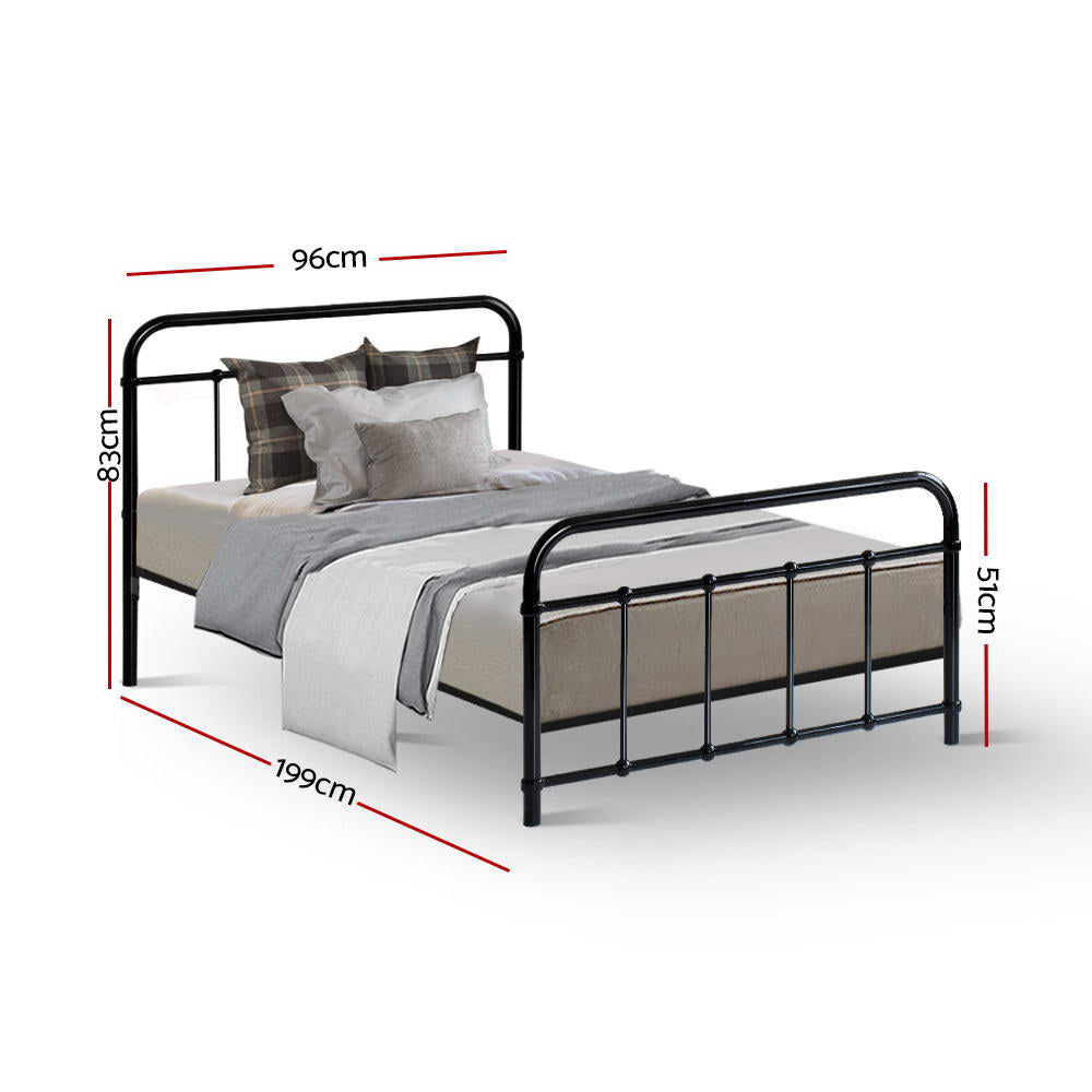 Serano Country Style Metal Bed Frame – Black – Single