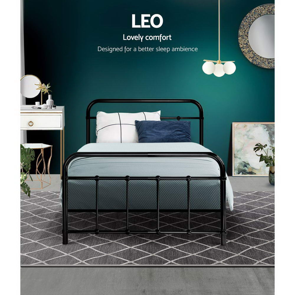 Serano Country Style Metal Bed Frame – Black – Single