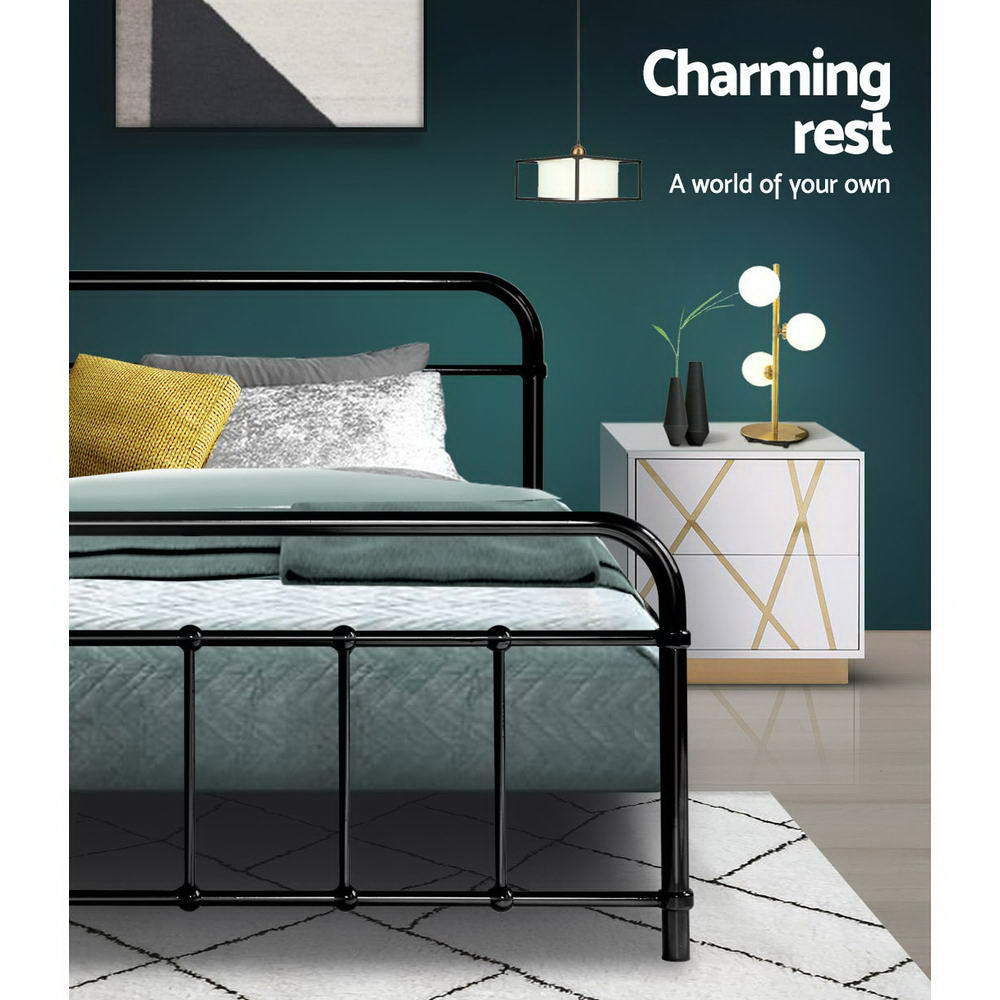 Serano Country Style Metal Bed Frame – Black – Single