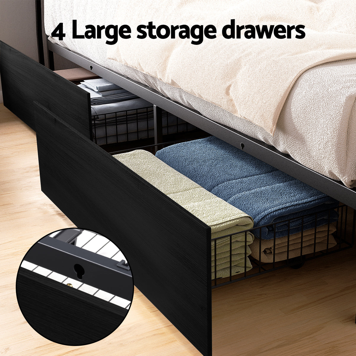 Skylar Metal Bed Frame – Black – Queen