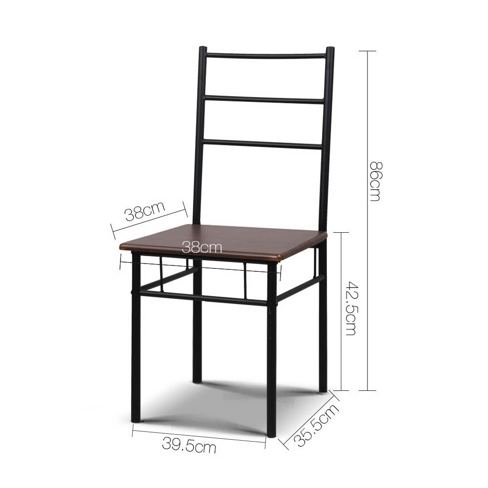 Machal Industrial Dining Set – Walnut & Black – 3 Piece