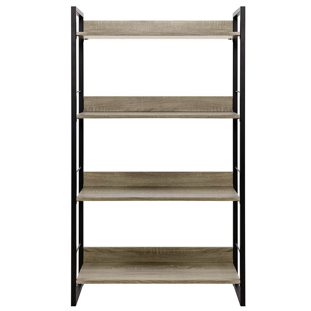 Harmon Display Bookshelf – Black & Oak – 4 Tier