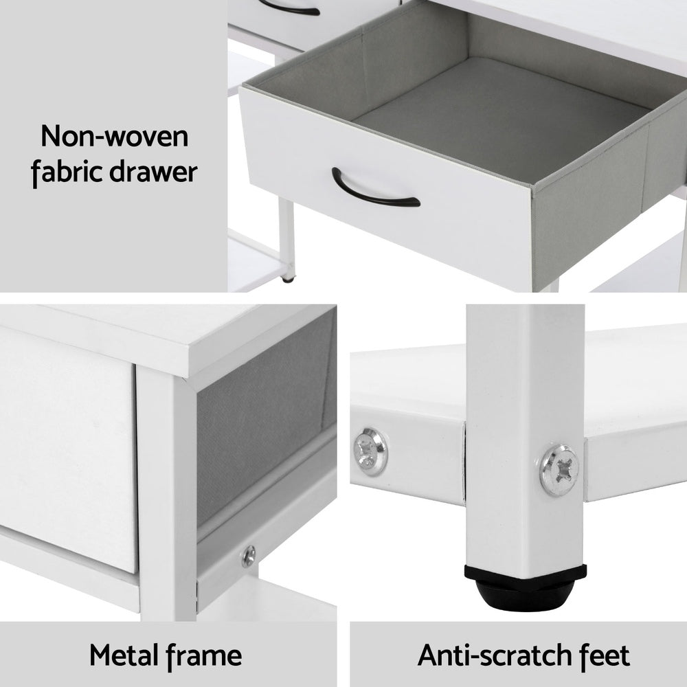 Callan Storage Desk with Drawers & Shelves – White – 120 cm