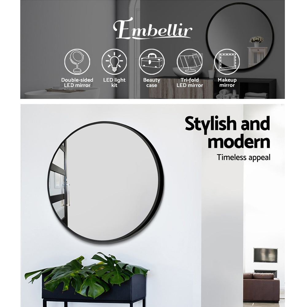 Serano Round Wall Mirror – Black – 70 cm