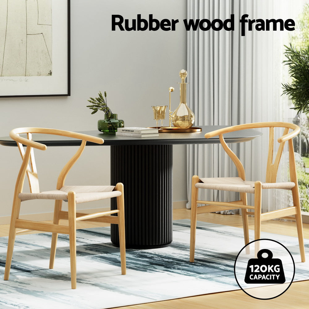 Haven Wishbone Dining Chairs – Natural – Set of 2