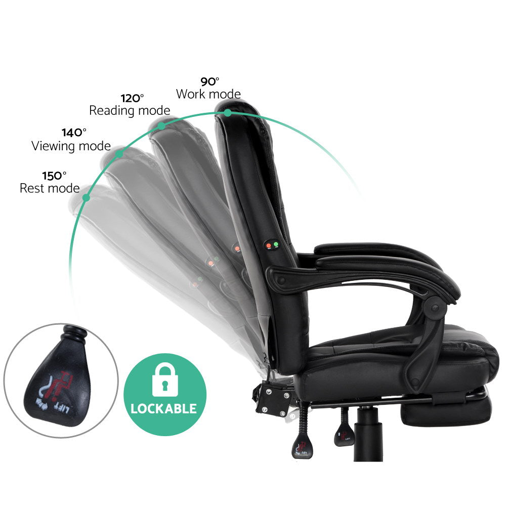 Haven Electric Massage Office Chair with Footrest – Black