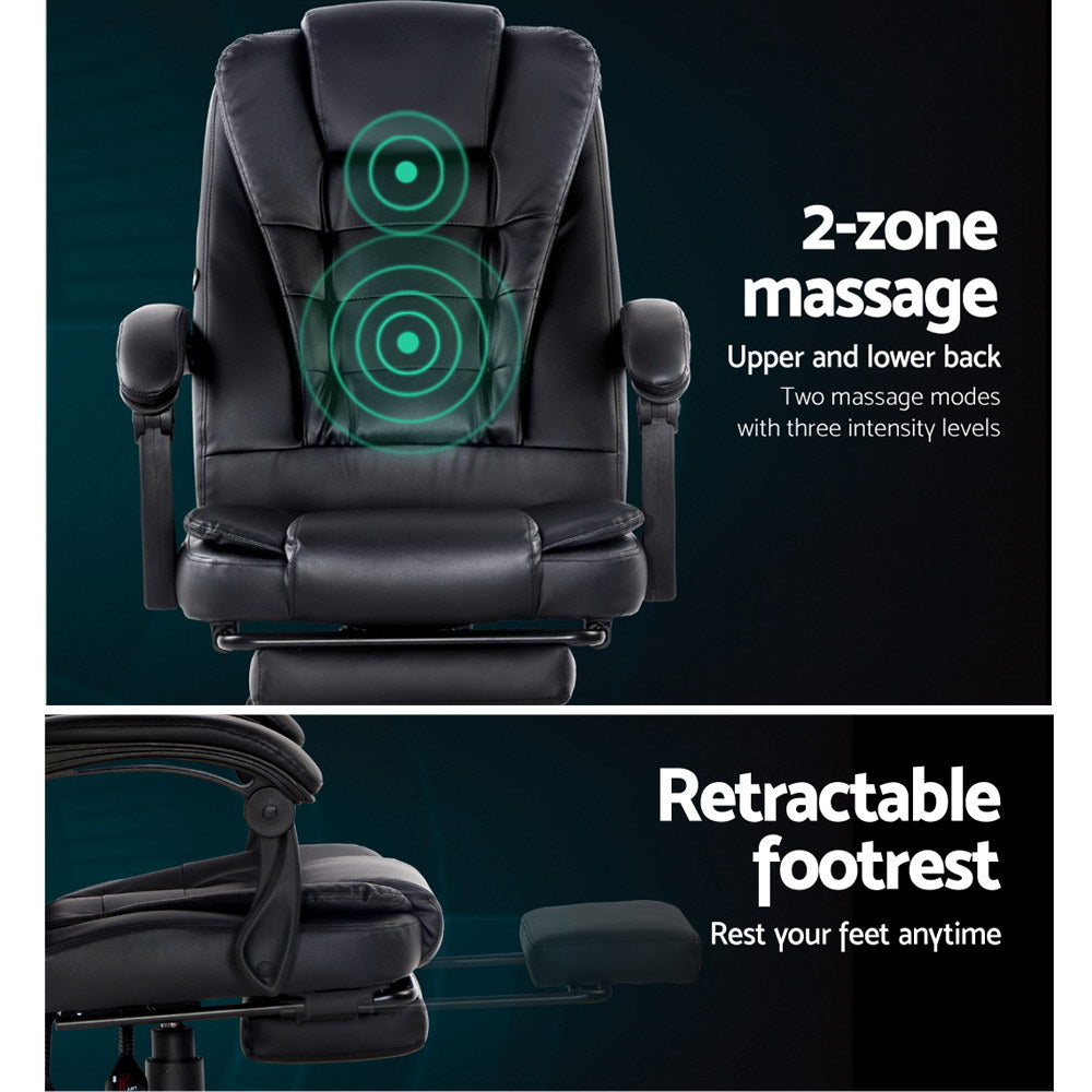 Haven Electric Massage Office Chair with Footrest – Black