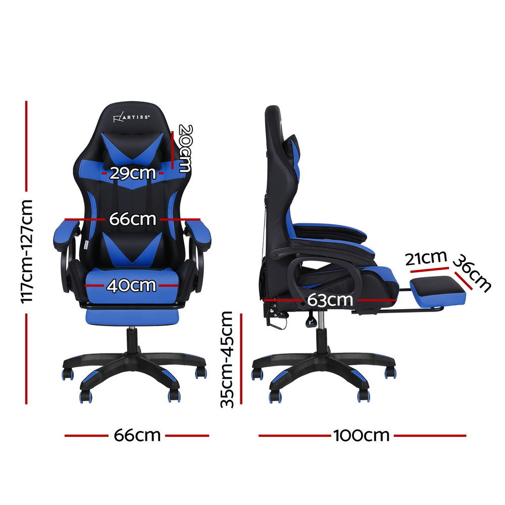Nexus Gaming Chair with RGB LED & Massage – Blue – Standard