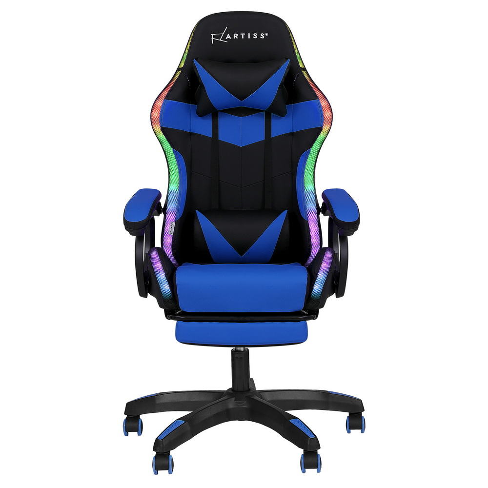 Nexus Gaming Chair with RGB LED & Massage – Blue – Standard