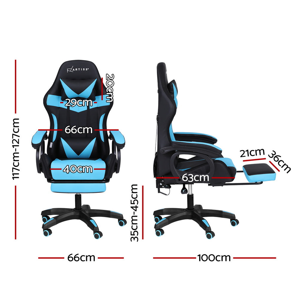 Nexus Gaming Chair with RGB LED & Massage – Cyan – Standard