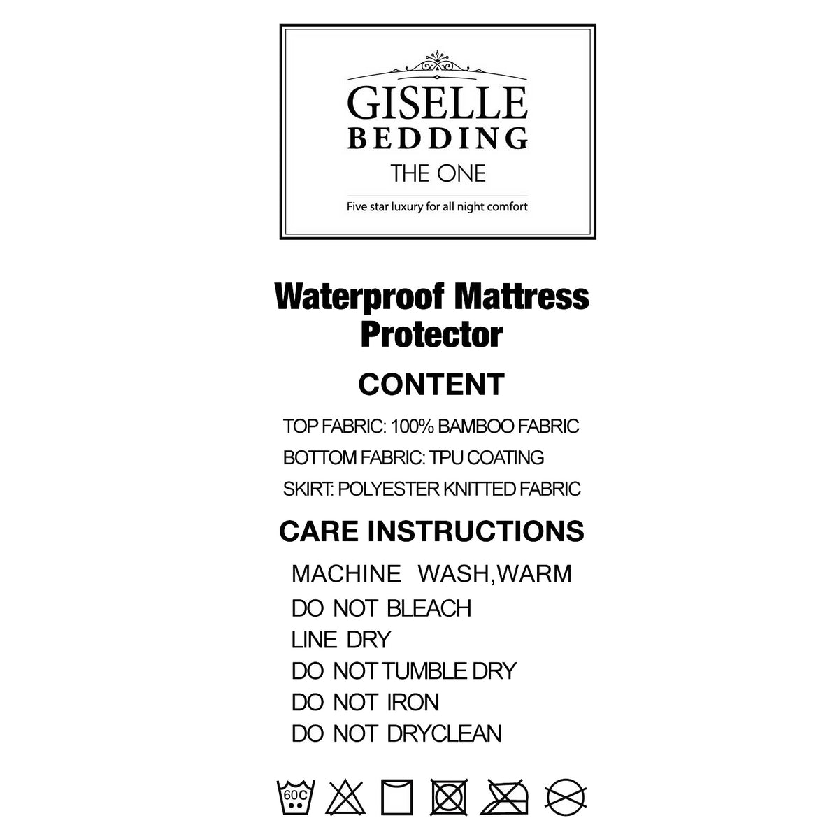 Bamboo Waterproof Mattress Protector - Double