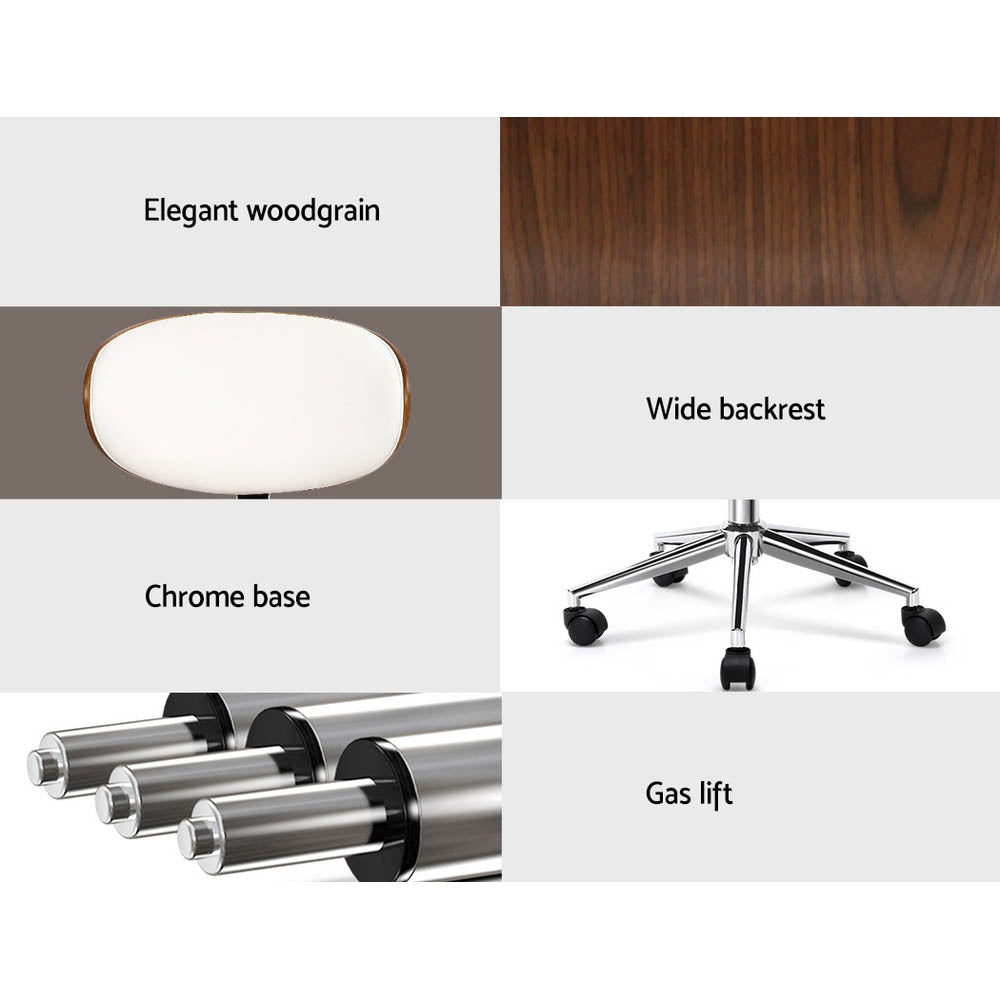 Camden Wooden Office Chair – White & Brown – 86 cm