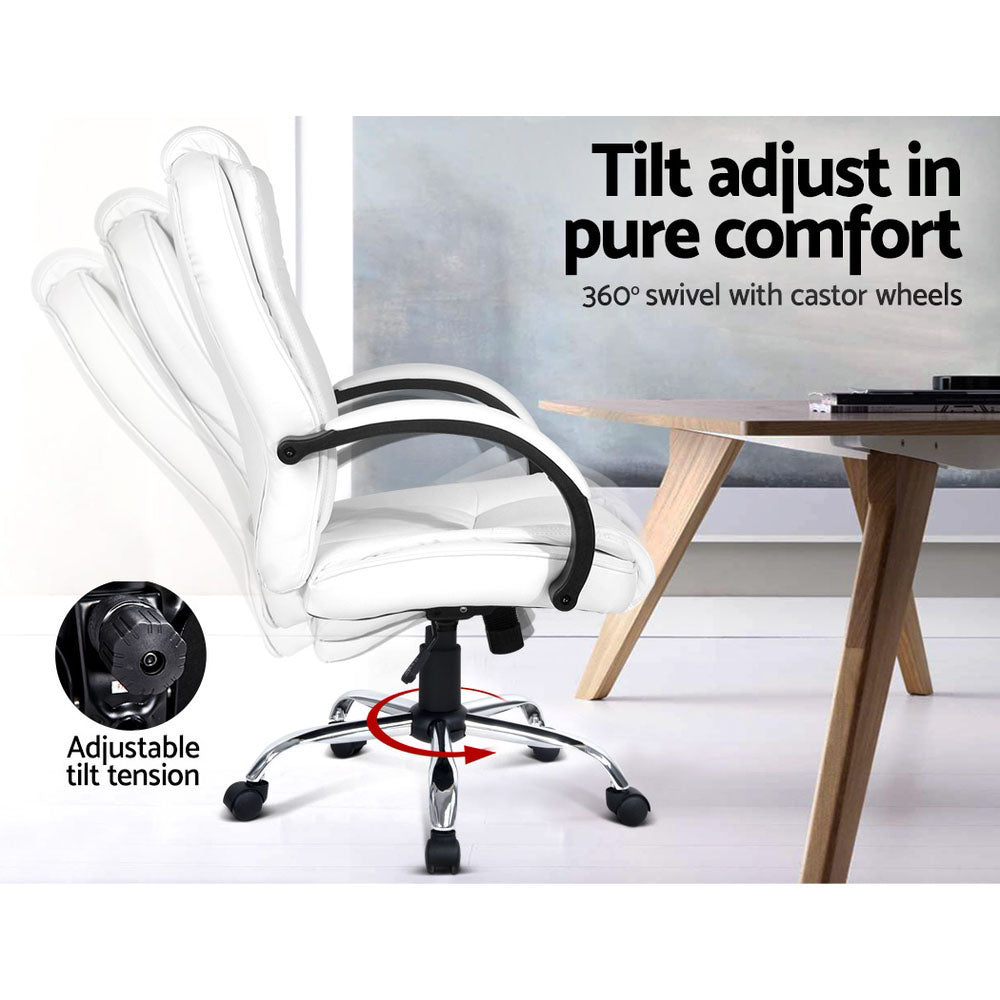 Halston Executive Office Chair – White – Leather