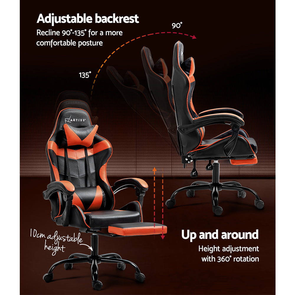 Comfy Gaming Executive Chair – Orange – With Footrest
