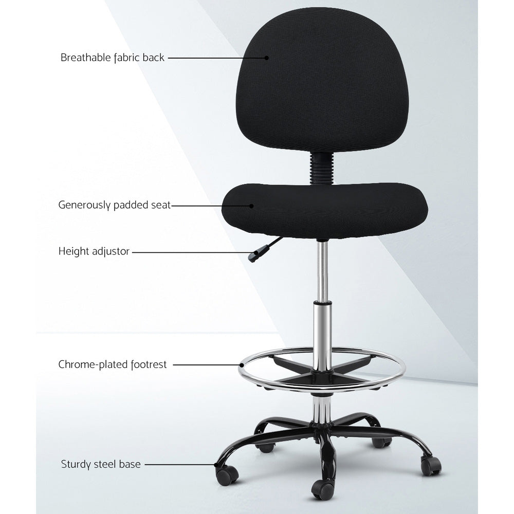 Altura Fabric Drafting Chair – Black