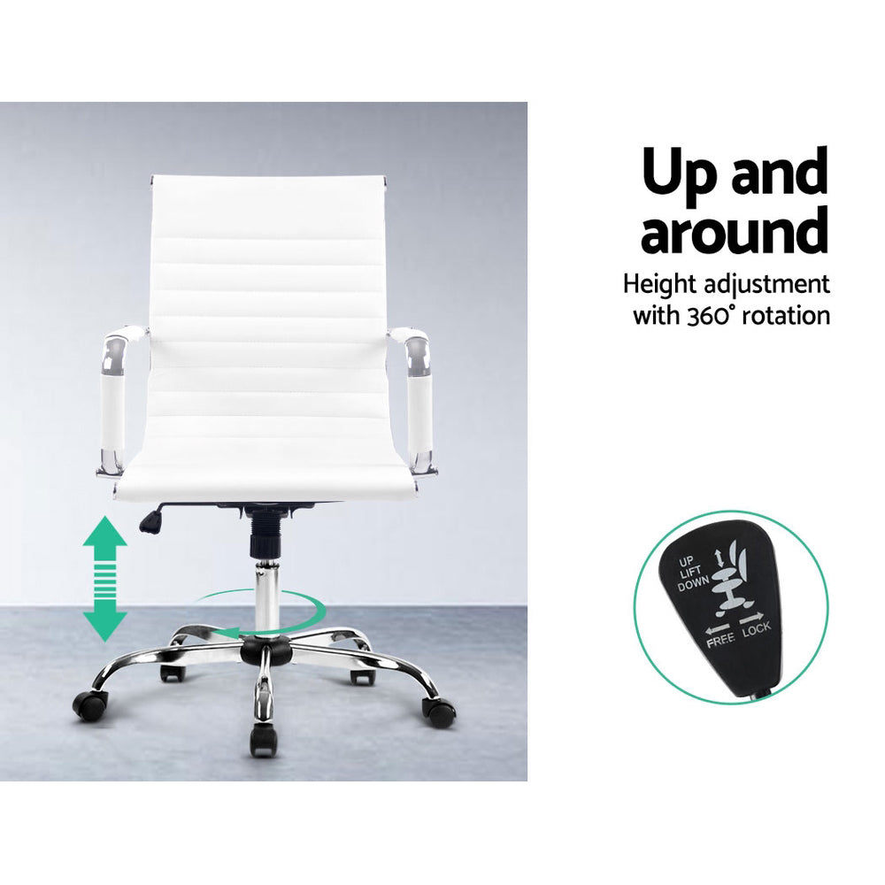 Fiora Leather Mid-Back Office Chair – White – Standard