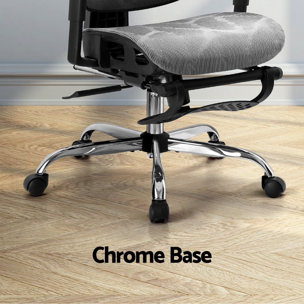 Zenith Ergonomic Office Chair with Footrest – Grey – Standard