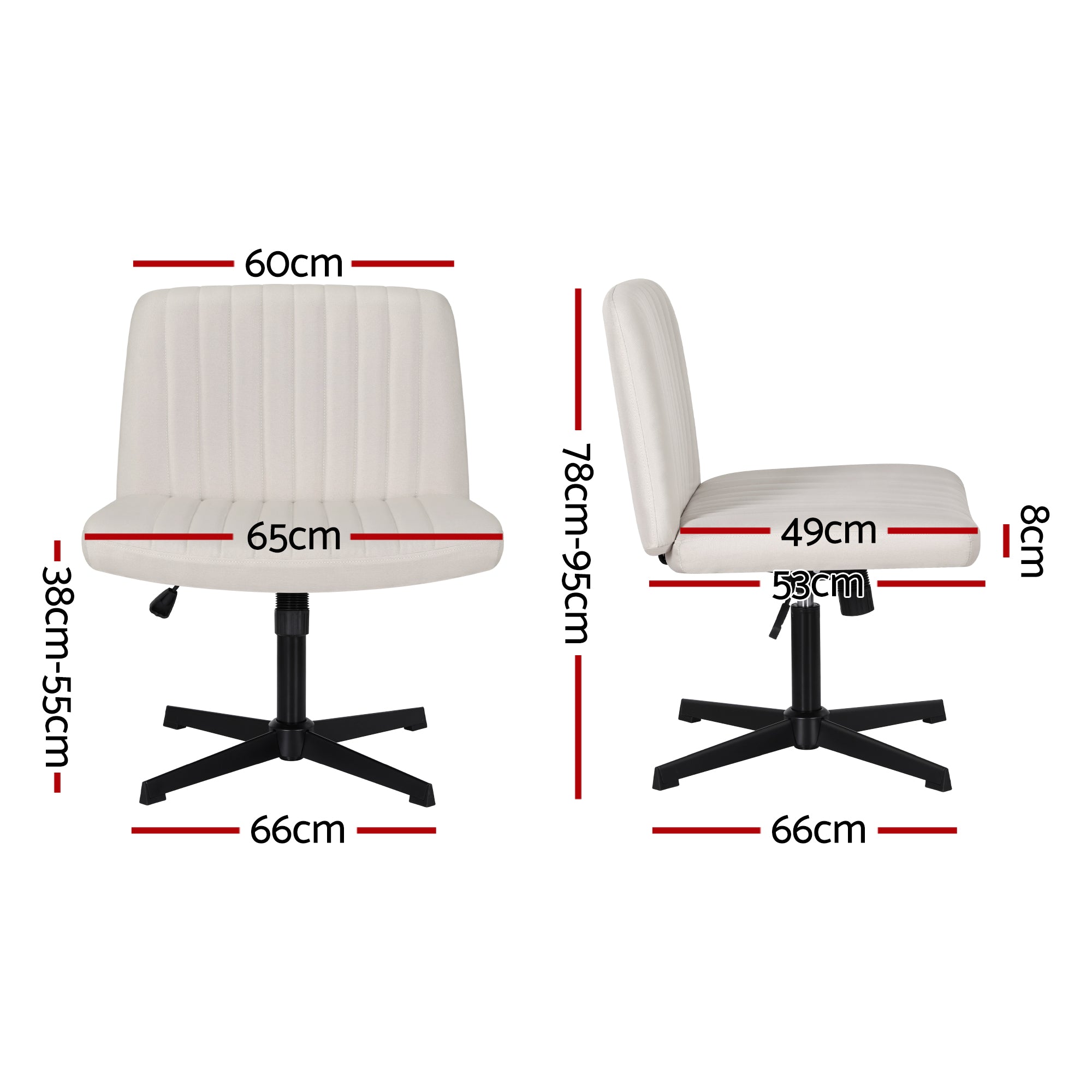 Alderon Cross-Legged Office Chair – Beige – No Wheels