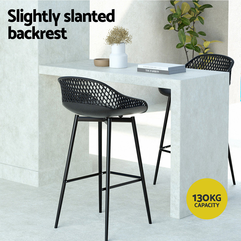 Coastal Outdoor Bar Stools – Black – Set of 2