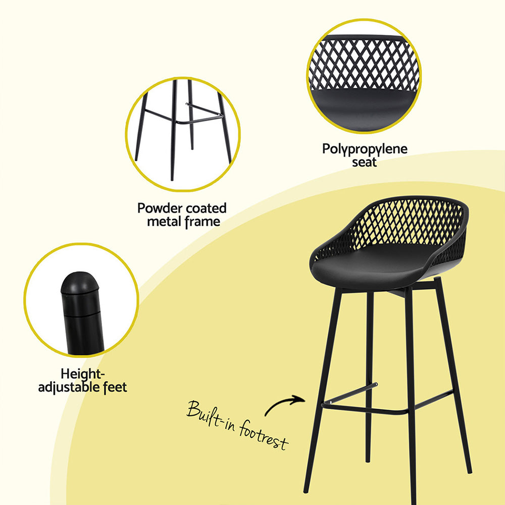 Coastal Outdoor Bar Stools – Black – Set of 2
