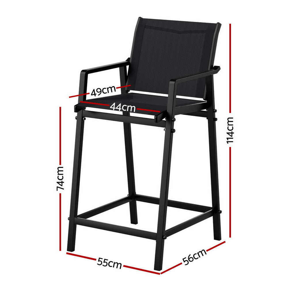 Haven Outdoor Bar Stools – Black – Set of 2